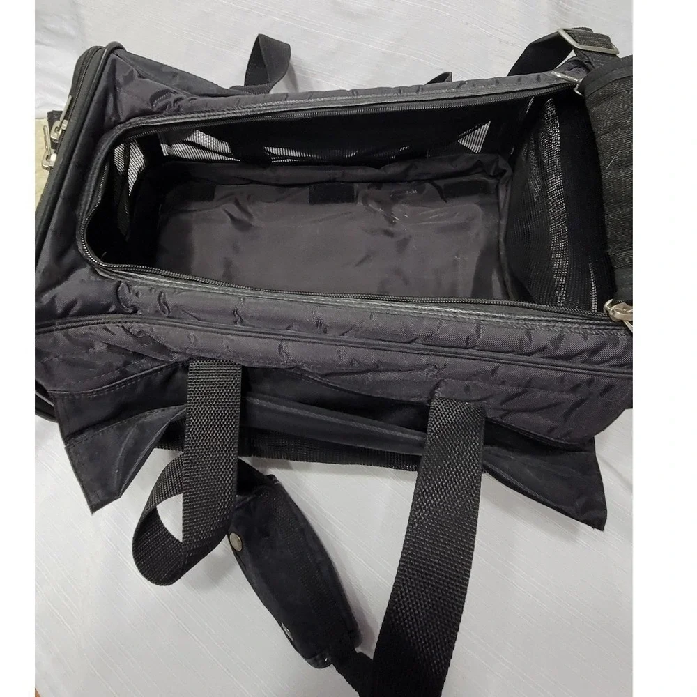 Pet Carrier Sherpa Ultimate On-the-Go Rolling Black Mesh Quilted Small Dog Cat
